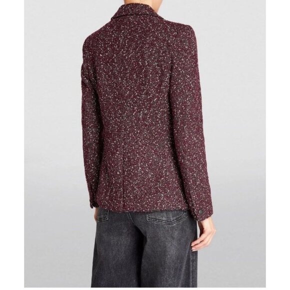 NWT RAG & BONE "Preston" Burgundy Tweed Boucle Double Breasted Blazer Jacket 2 - Picture 3 of 16